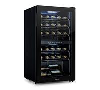 Klarstein Shiraz Wine Refrigerator 5-18°C, 42dB, Soft Touch Control Panel, Wine Cabinet with LED Lighting, Wine Fridge Freestanding, 80 Litres, for 29 Bottles of Wine, Black