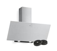 Klarstein Silver Lining 90 cm Angled Cooker Hood - 557 m³/h Extractor, Stainless Steel, LED Light, Push Button Control
