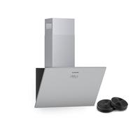 Klarstein Silver Lining Cooker Hood, Angled Head-Clearance Wall Hood, Energy Class A, Recirculation or Exhaust, 3 Power Levels, Touch Control, 568 m鲁/h, 60 cm, Light Silver