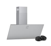 Klarstein Silver Lining Cooker Hood, Angled Head-Clearance Wall Hood, Energy Class A, Recirculation or Exhaust, 3 Power Levels, Touch Control, 568 m鲁/h, 90 cm, Silver