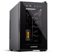 Klarstein Single Zone Refrigerated Wine Cellar, Fridge Bar, Glass Door, Mini Silent Refrigerator, 5-18°C, 8 Bottles