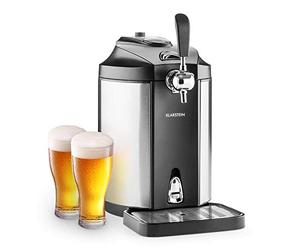 Klarstein Skal Beer Dispenser - Thermoelectic Beer Cooler, Beer Machine, Beer Pump, 5 Litre Kegs, Pressurised CO2 Cartridge System, LED Display, 6 Cooling Temperatres, Stainless Steel, Silver/Grey