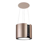 Klarstein Skyfall Smart - Island Hood, App and Gesture Control, Dimensions: 45 x 42 cm (ØxW), Freely Hanging, Recirculation Mode/Exhaust Air, 3 Levels, 402 m³ / h, 200 W, LED Lighting, EEC C, Gold