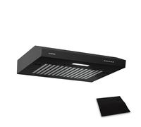 Klarstein SlimVent Under-Cabinet Hood, 60cm Space-Saving Kitchen Hood, 178 m³/h Airflow, Energy Efficiency Quiet 52 dB, LED Lighting, Carbon Filter, Dishwasher-Safe Filters, Black