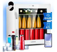Klarstein Smart Beer Fridge, Glass Mini Fridge for Bedrooms, IoT/App Control, Quiet Small Fridge Wine Cooler, Indoor/Outdoor Home Bar Storage for Beverages, Soft Drinks, Removable Shelves, 5-18°C, 47L