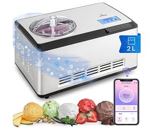 Klarstein Smart Ice Cream Maker Machine For Home, Soft Ice Cream Machine, 180W Froyo Frozen Yoghurt Maker with WiFi/App Control, Keep Cool Function, Compressor Cooling, Homemade Dessert, Gelato Sorbet