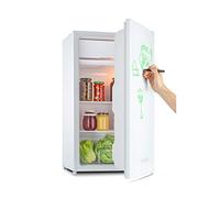 KLARSTEIN Spitzbergen - Refrigerator, Energy Efficiency Class E, Freezer Compartment, ZestfulART Design: Writable Door Including Marker, 2 Door Compartments, White, 90 L