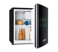 KLARSTEIN Spitzbergen - Refrigerator, Energy Efficiency Class E, Freezer Compartment, ZestfulART Design: Writable Door Including Marker, 2 Door Compartments, Black, 46 L