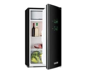 KLARSTEIN Spitzbergen - Refrigerator, Energy Efficiency Class E, Freezer Compartment, ZestfulART Design: Writable Door Including Marker, 2 Door Compartments, Black