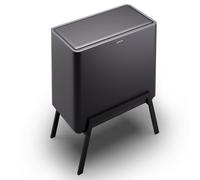 KLARSTEIN Stainless Steel Double Rubbish Bin - 40L, 2 Compartment, Trash Can with Lid for Kitchen, Bathroom, Bedroom