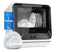 Klarstein Table Top Dishwasher - 2 Place Setting Mini Countertop With 7 Washing Programs, Quiet Operation, Easy To Install Portable No Plumbing Required