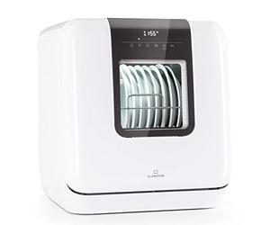 Klarstein Table Top Dishwasher, 3 Place Setting Mini Quiet Operation Countertop Dishwasher w/ 7 Washing Programs, Small Tabletop Easy To Install Portable No Plumbing, White