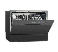 Klarstein Table Top Dishwasher, 6 Place Setting Mini Quiet Operation Countertop Dishwasher w/ Washing Programs, Compact Tabletop Easy To Install Homes/Office Small Grey