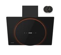 Klarstein Total Eclipse Cooker Hood - 600 m³/h, LED Backlit Glass Dome, Touch Control, A Energy Efficiency, 170W Motor, 3 Speeds, Extraction & Recirculation, Black