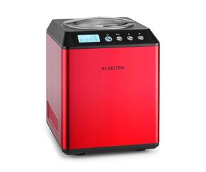 Klarstein Vanilla Sky - Ice Cream Machine, Ice Cream Maker, Keep-Cool Function, Timer, Preparation Time: 30-40 min, LED Display, Easy Cleaning, Stainless Steel, 180W - Red, 2 L