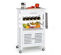 Klarstein Vegetable Rack Drinks Trolley, Kitchen Island Storage Trolley on Wheels, Kitchen Storage Rack for Fruit and Veg, Book Room and Bar Cart, Rolling Narrow and Slim, 67 x 92 x 40 cm, White