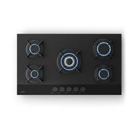 Klarstein Velaire gas hob, 90 cm, 5-burner, 10400 W, glass, LPG & natural gas, electric ignition, flame failure protection, stove, including conversion kit & hose set