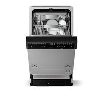 Klarstein Velaire Integrated Dishwasher 45cm - Semi Integrated, 10 Place Settings, 9 Programs, Quiet 42 dB, B Energy Class, AquaStop, Child Lock, Built-In Dishwasher
