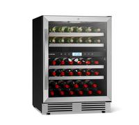 Klarstein VeroSteel 60cm 43 Bottles Under-Counter Dual Zone Wine Fridge Silver
