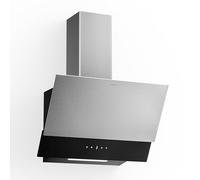 Klarstein Verosteel Angled Cooker Hood 60cm - 624 m³/h, A++ Energy, Touch Control, LED, Quiet, Stainless Steel & Black Glass, Extractor Hood, Ducted & Recirculating
