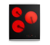 Klarstein Verosteel Ceramic Hob - 45 cm VTC, 3-Zone Electric Hob with Touch Slider, Oval Zone, Timer & Child Lock, Easy-Clean Glass Surface, Minimalist Kitchen Design