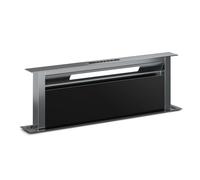 Klarstein Verosteel Downdraft Extractor Hood - 90 cm Energy, 906.2 m³/h Airflow, Touch Control, LED, Black Glass & Aluminum, Dishwasher-Safe Filter, Kitchen Hood