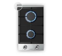 Klarstein Verosteel Gas Hob, 2-Burner, 4200W, 30cm, Glass & Stainless