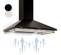 Klarstein Victoria 90cm Angled Extractor Fan for Kitchens - Cooker Hood w/Dishwasher Safe Aluminium Grease Filter, Quiet 645m³/h Airflow, LED Lighting, Wall Mounted Extractor Hood