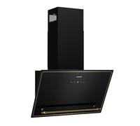 KLARSTEIN Victoria Angled Cooker Hood - 60cm Black & Gold, 400m³/h Air Flow, A++ Energy Efficiency, Touch Control, LED Display, Quiet 52dB, Extraction & Recirculation, Carbon Filters