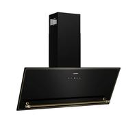KLARSTEIN Victoria Angled Cooker Hood - 90cm Black & Gold, 336m³/h Air Flow Energy Efficiency, Touch Control, LED Display, Quiet 52dB, Dual-Ventilation, Extraction & Recirculation
