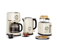 Klarstein Victoria Breakfast Set 800W Toaster, Kettle, Coffee Machine Cream