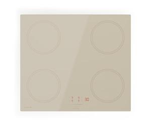 Klarstein Victoria Induction Hob - 4-Zone Built-in Electric Induction Cooker, 7000W with Boosters, Slider Control, Timer & Child Lock, Cream Ceramic Glass, 59cm Design