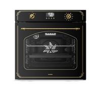 Klarstein Victoria Pyro Electric Oven - 76L Built In Oven, Retro Design, 11 Modes, Pyrolytic Cleaning, Enamel Interior, Quadruple Glazing, Energy Class A, Integrated Single Oven, Black