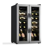 KLARSTEIN Vinamour wine refrigerator 2 zones - 24 bottles, 5-18°C, touch control, LED lighting, free-standing, stainless steel double door, wine refrigerator