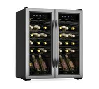 KLARSTEIN Vinamour wine refrigerator 2 zones - 36 bottles, 5-18°C, touch control, LED lighting, free-standing, UV protection, stainless steel double door