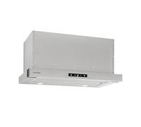 Klarstein Vinea pull-out extractor hood with 610 m³/h max. exhaust air capacity, flat screen hood installation, under-cabinet, extractor 60 cm wide, lighting, aluminium grease filter, silver