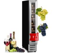 Klarstein Vinovilla Built-in Wine Cooler Drinks Fridge, Single Zone Fridges, Prosecco & Beer Bottles, Touch Pad, Indoor/Outdoor Bar Fridge for Garden, 5-22°C, 20L, 7 Silver