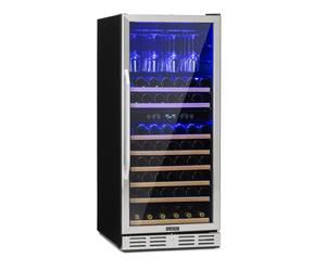 Klarstein Vinovilla 59.5cm 116 Bottles Built-Under Dual Zone Wine Fridge Silver