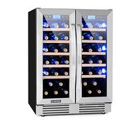 Klarstein Vinovilla Built-in Wine Cooler Drinks Fridge, Dual Zone Wine Fridges, Wine Prosecco & Beer Bottles, Touch Control, Indoor/Outdoor Bar Fridge & Wine Cooler for Garden, 5-20°C 126L, 42 Bottles