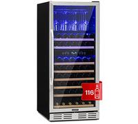 Klarstein Vinovilla Free-standing Wine Cooler Drinks Fridge, Dual Zone Wine Fridges, Wine Prosecco & Beer Bottles, Glass Holder, Indoor/Outdoor Bar Fridge & Wine Cooler for Garden, 5-20°C 116 Bottles