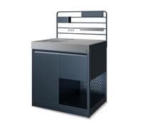 Klarstein WaldChef Sink Cabinet - Outdoor Kitchen Cabinet with Stainless Steel Sink & Worktop, Powder-Coated Steel, Shelf & Pull-Out Waste Bin