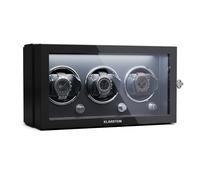 KLARSTEIN watch winder for automatic watches, winder for 3 watches, automatic watch winder with acrylic door, blue LEDs, watch winder with 5 TPD settings