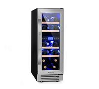 KLARSTEIN Wine Bar, Wine Cooler with 2 Cooling Zones, Glass Door Wine Rack for Wine, Proseca, Indoor and Outdoor Exhibitor, Touch Panel, 53 Litres, Wine Rack Capacity 17 Bottles