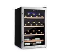 KLARSTEIN Wine Cooler Fridge, Dual Zone Wine Fridge with Glass Door, 2 Programmable Cooling Zones, Touch Controls, LED Display, 5-18 °C Range, 40 dB Low Noise, 48 Bottles / 128L Drinks Fridge, Black