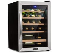 KLARSTEIN Wine Cooler Fridge, Dual Zone Wine Fridge with Glass Door, 2 Programmable Cooling Zones, Touch Controls, LED Display, 5-18 °C Range, 40 dB Low Noise, 19 Bottles / 62L Drinks Black