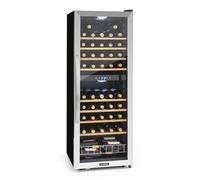 KLARSTEIN Wine Cooler Fridge, Dual Zone Wine Fridge with Glass Door, 2 Programmable Cooling Zones, Touch Controls, LED Display, 5-18 °C Range, 40 dB Low Noise, 54 Bottles / 148L Drinks Fridge, Black