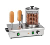 Klarstein Wurstfabrik Pro 600 Hot Dog Maker, 600 W, 3 Heating Spikes, Thermostat 30-100 °C, Glass Cylinder Ø 20 cm, Stainless Steel cage Ø 17 cm, Professional Sausage Cooker, Silver