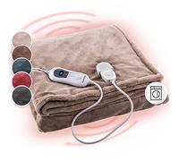 Klarstein XL Electric Blanket Throw, 180x130 cm Electric Heated Throw Blanket, 120W Machine Washable Heated with 3 Temperature Levels, 3H Auto-Off Timer for Sofa & Beds