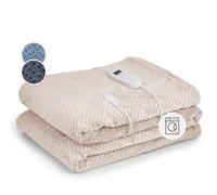 KLARSTEIN XXL Electric Blanket Throw, 200x180 cm Electric Heated Throw Blanket, Machine Washable Double Sided Heated Blanket, 9 Heating Levels, Auto-Off Timer Electric Throw Blanket for Sofa & Beds
