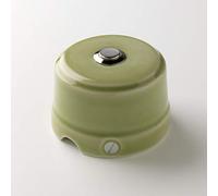 Klartext - 48v Belle ÉPOQUE Vintage Style Push Button for Textile Cable Installation Made of Fine Porcelain Craftsmanship, Glossy Green